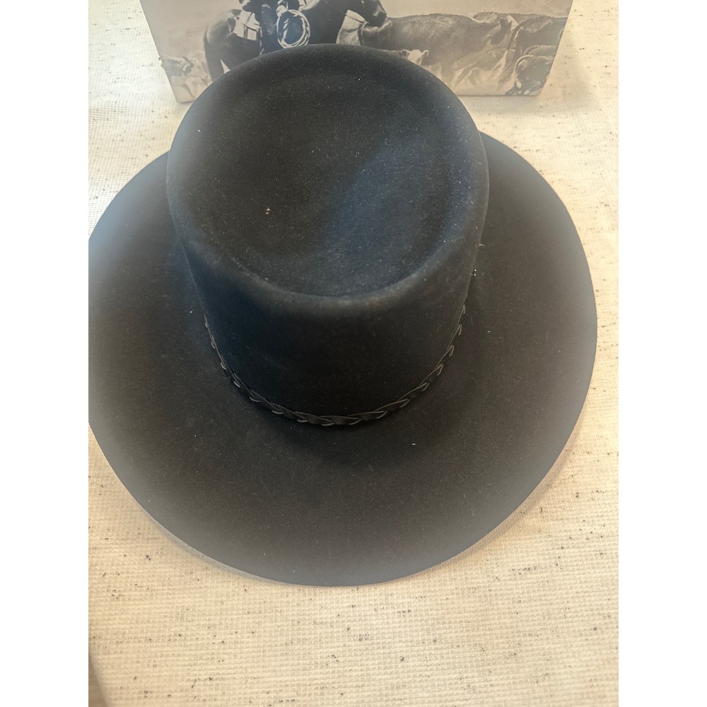 VTG John B Stetson 4X Beaver Felt Cowboy Hat Black Size 7 56 Made USA XXXX w/box - Picture 2 of 14